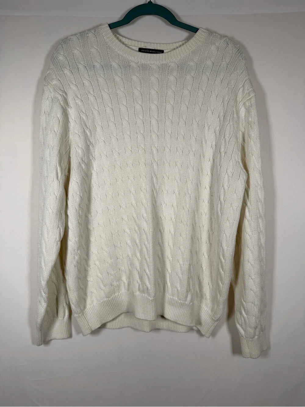 Brandy Melville Ivory Cable Knit Crewneck Sweater - Fisherman Coastal Old Money